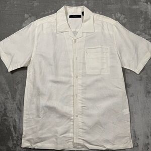 Axis La Men's Short Sleeve Shirt Button Down, Linen Rayon Blend, Size M